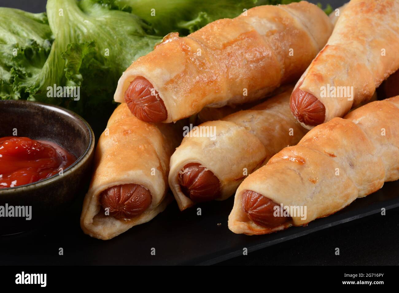 Sausage buns. Soft baked bun (dough )stuffed with pork sausage for fast