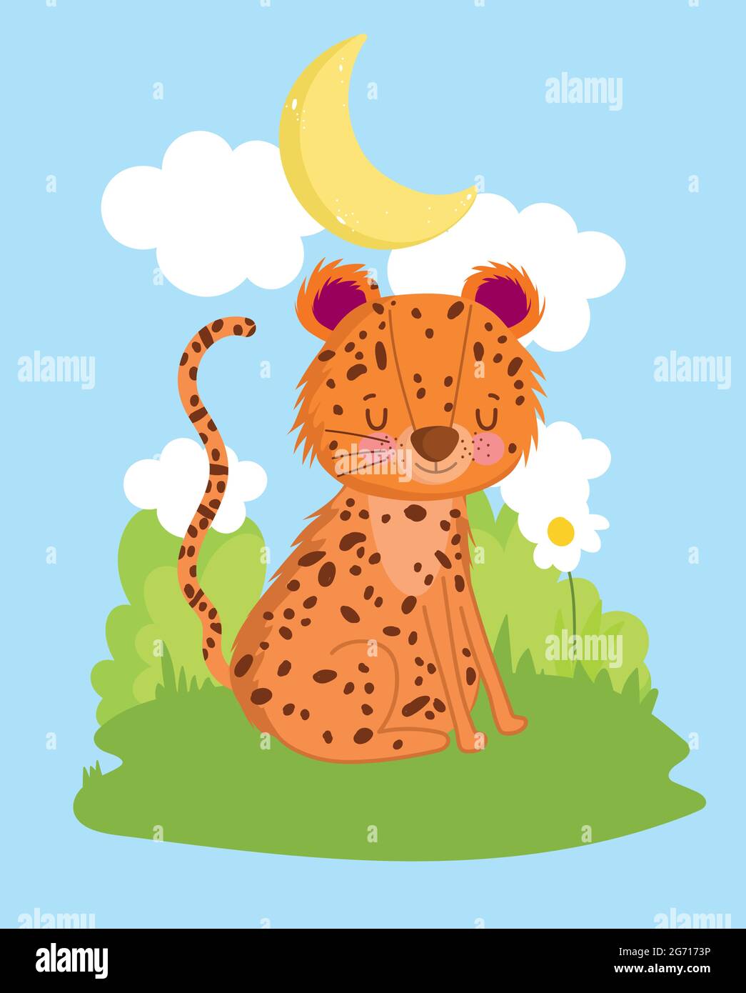 leopard sitting on grass Stock Vector Image & Art - Alamy