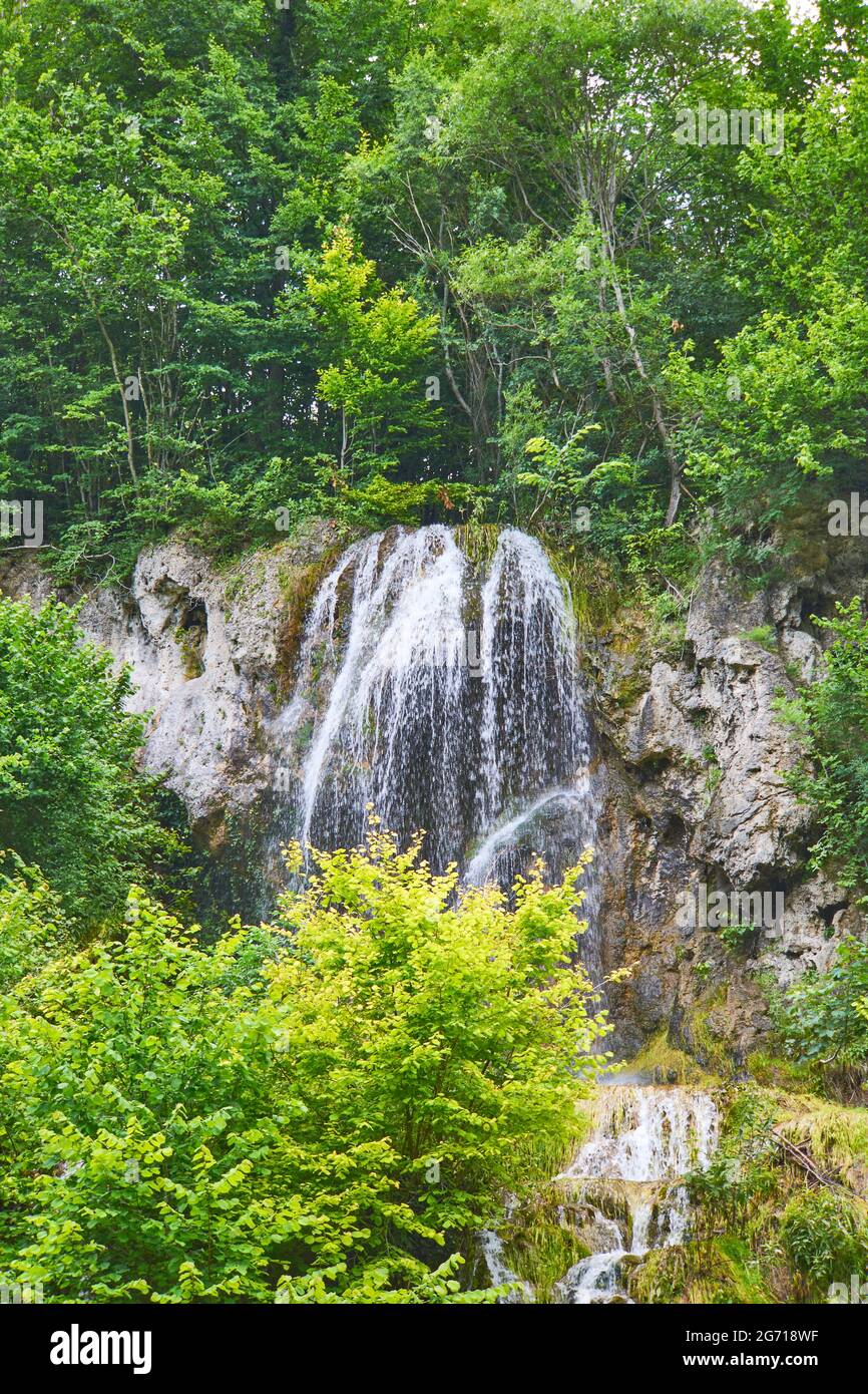 Carsa waterfall in Romania Cheile Nerei Stock Photo