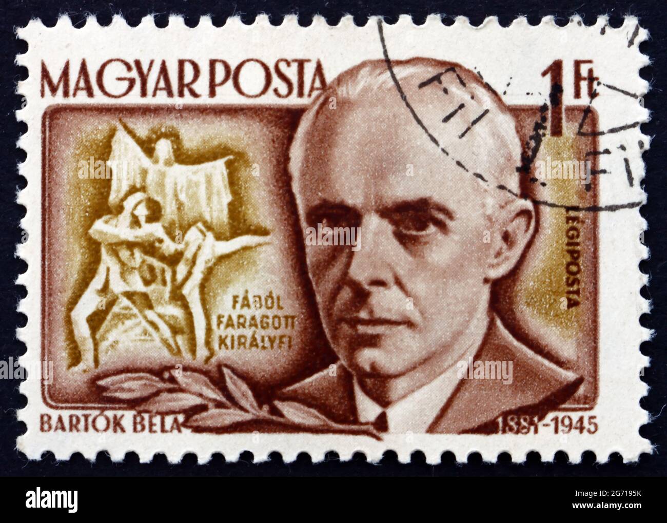 HUNGARY - CIRCA 1953: a stamp printed in the Hungary shows Bela Bartok, Hungarian Composer and Pianist, circa 1953 Stock Photo