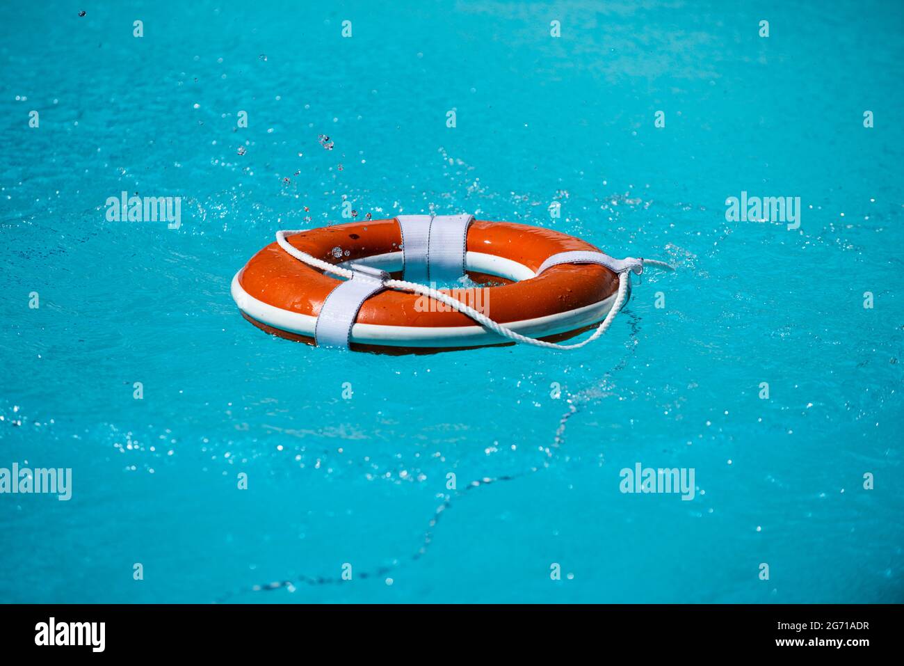 Red and white inflatable round pool float tube lifesaver ring in blue  swimming pool on a sunny day. Vacation background. Vector illustration.  Copy spa Stock Vector Image & Art - Alamy