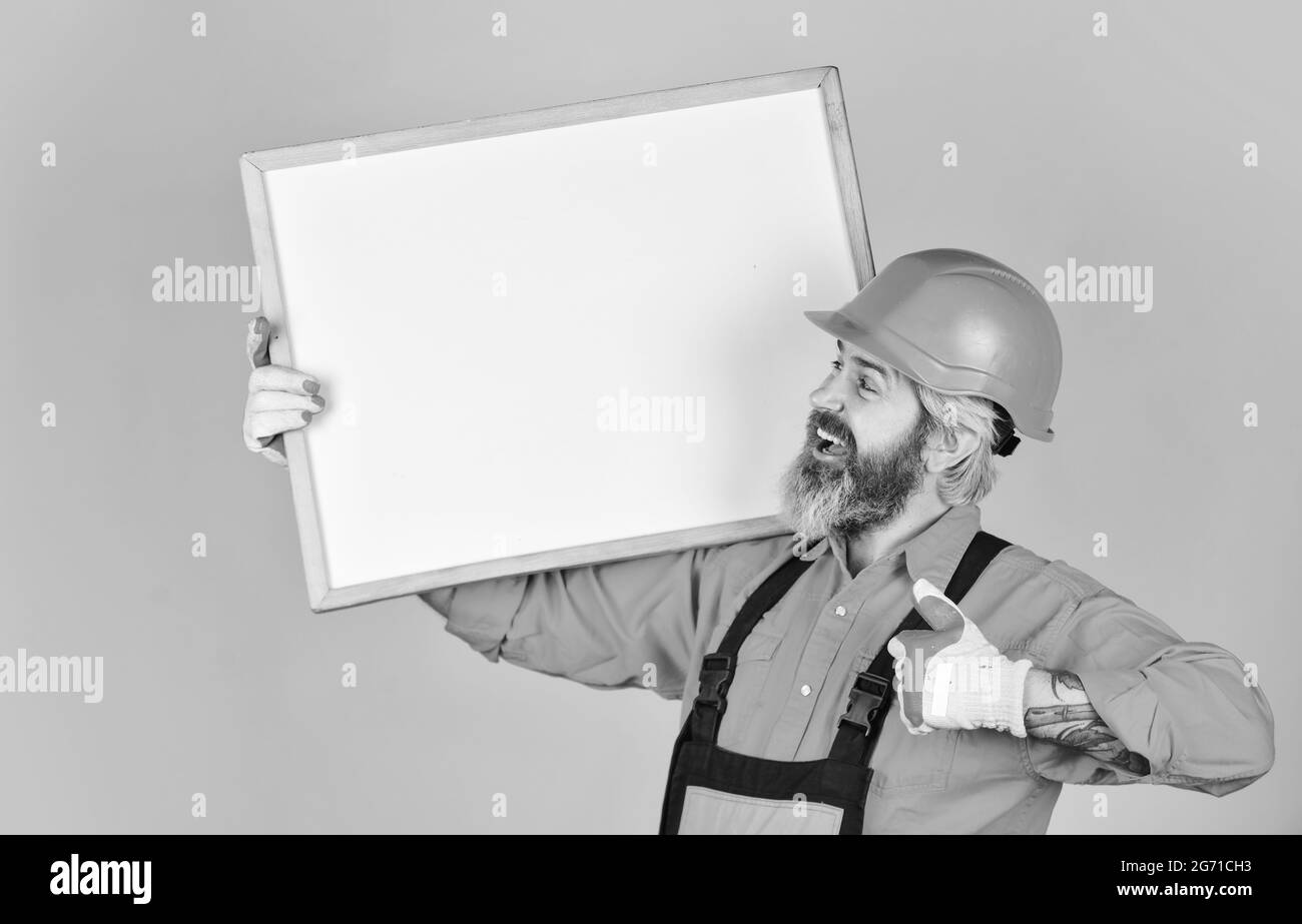 Architect showing project. Professional repairman. Visual outline