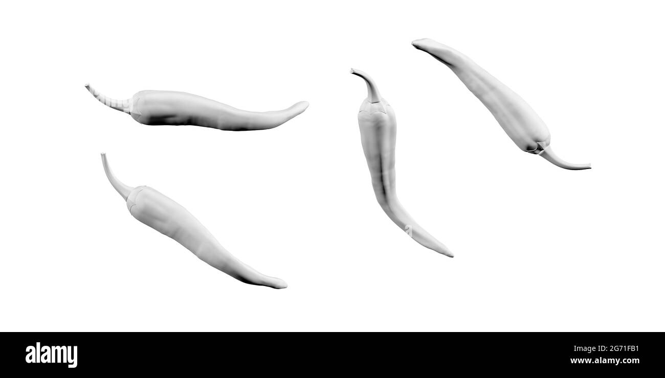 Chilli pepper mockup isolated on white background - 3d render Stock Photo