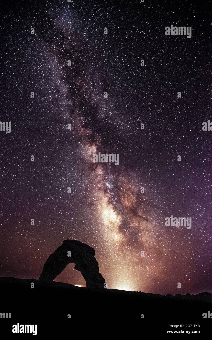 delicate arch. Milky way above the delicate arch, silhouette and galaxy
