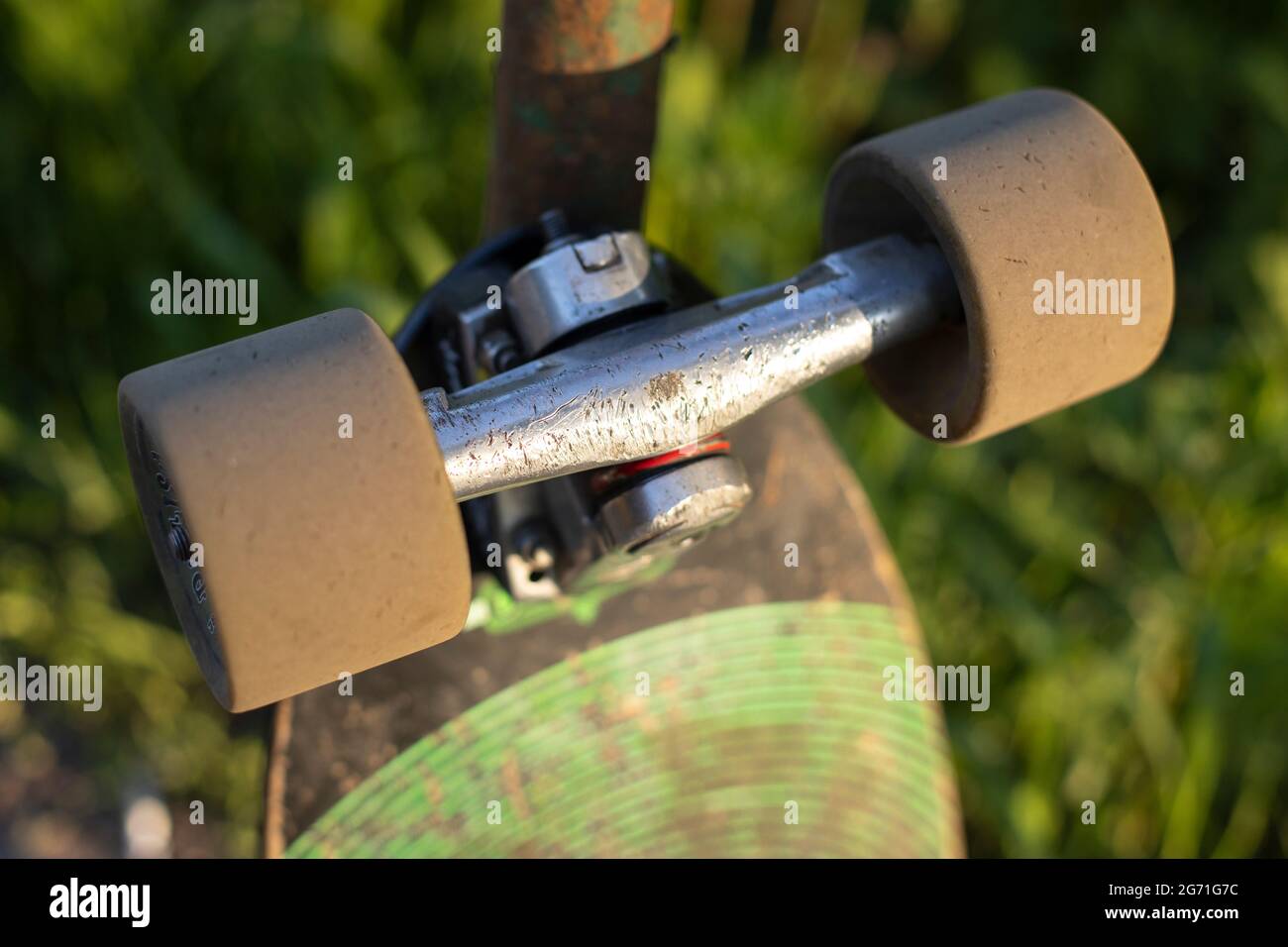 Longboard wheels. Skateboard with big wheels. Trucks on the board. It's a  sport Stock Photo - Alamy