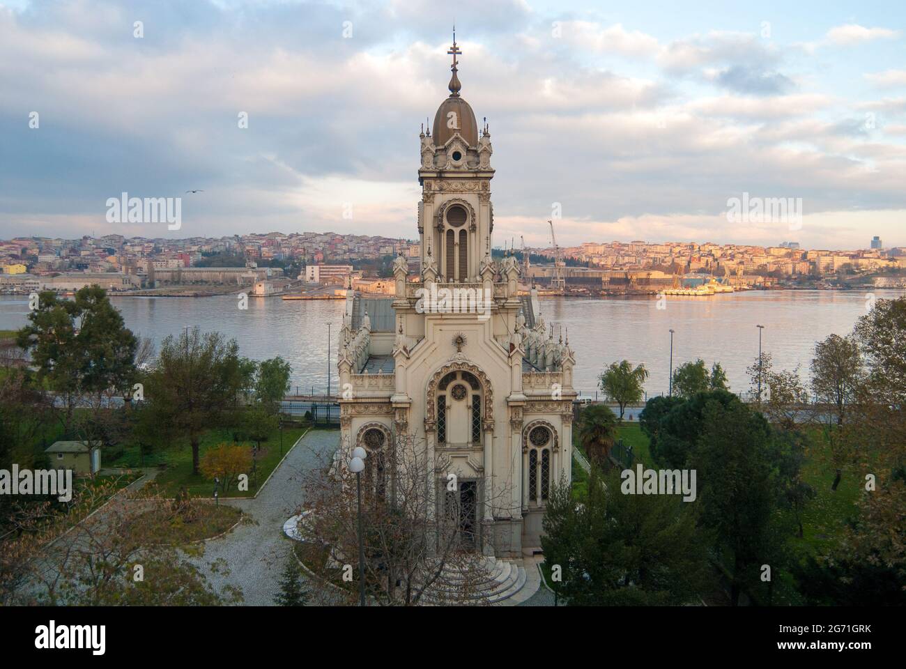 Balat,Fatih/İstanbul -28/11/2008 : Exterior view of Sveti Stefan Bulgarian Church in Istanbul Stock Photo