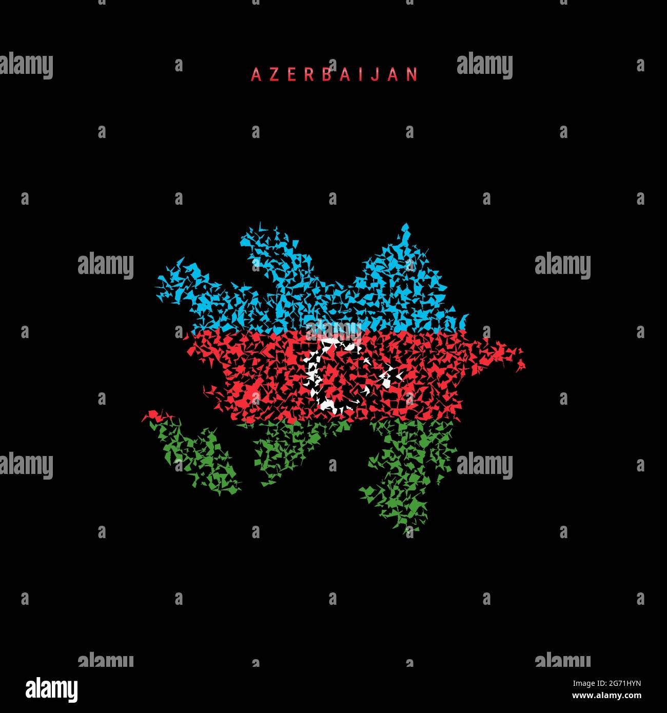 Azerbaijan Flag Map Chaotic Particles Pattern In The Colors Of The