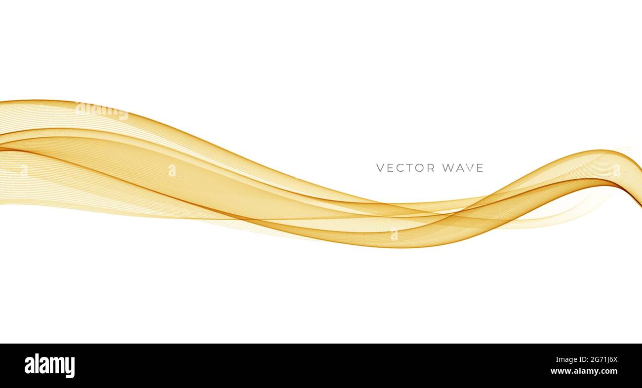 Vector abstract colorful flowing gold wave lines isolated on white background. Design element for wedding invitation, greeting card Stock Vector