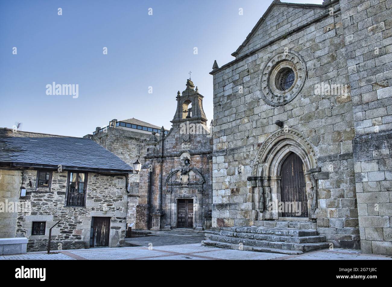Roman Santa Maria del Azogue church in Puebla de Sanabria, Zamora, Spain Stock Photo
