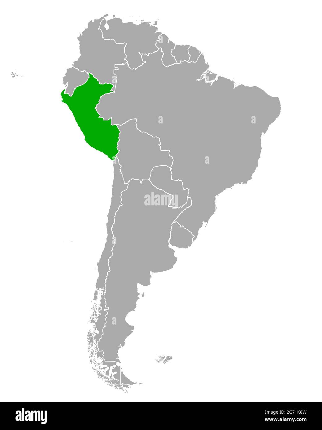 Peru On South America Map Map Of Peru In South America Stock Photo - Alamy