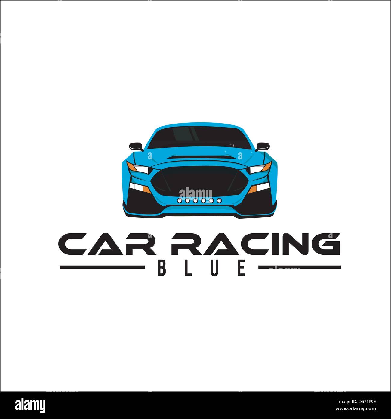 car racing blue exclusive design logo inspiration Stock Vector