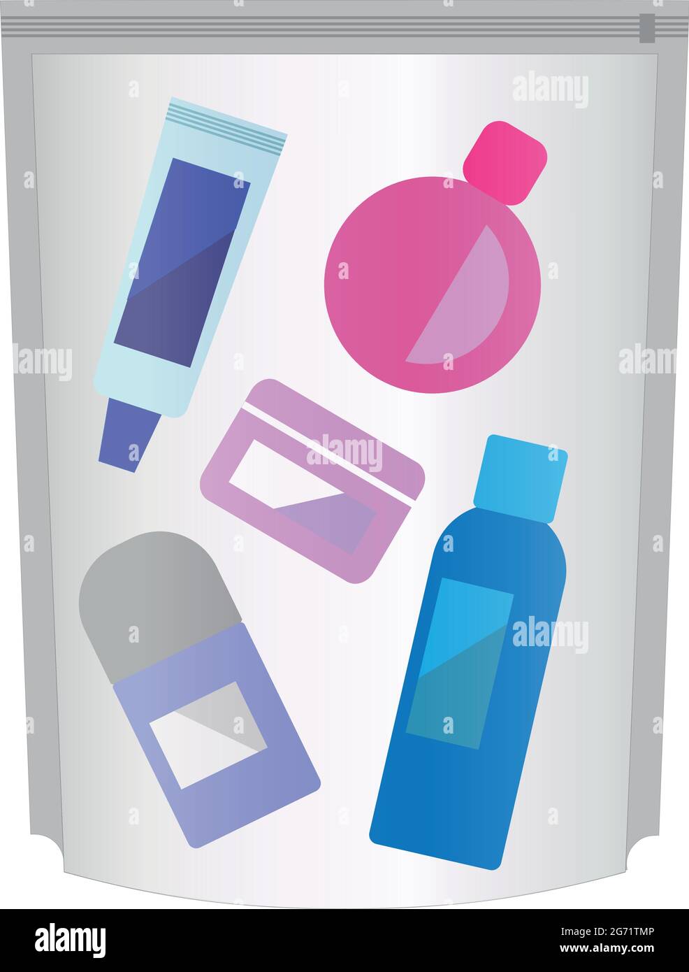 liquids in carry-on luggage airport 100 ml. Toothpaste, perfume bottle,  shampoo, cream, deodorant in a transparent plastic bag. Cosmetic items  Stock Vector Image & Art - Alamy
