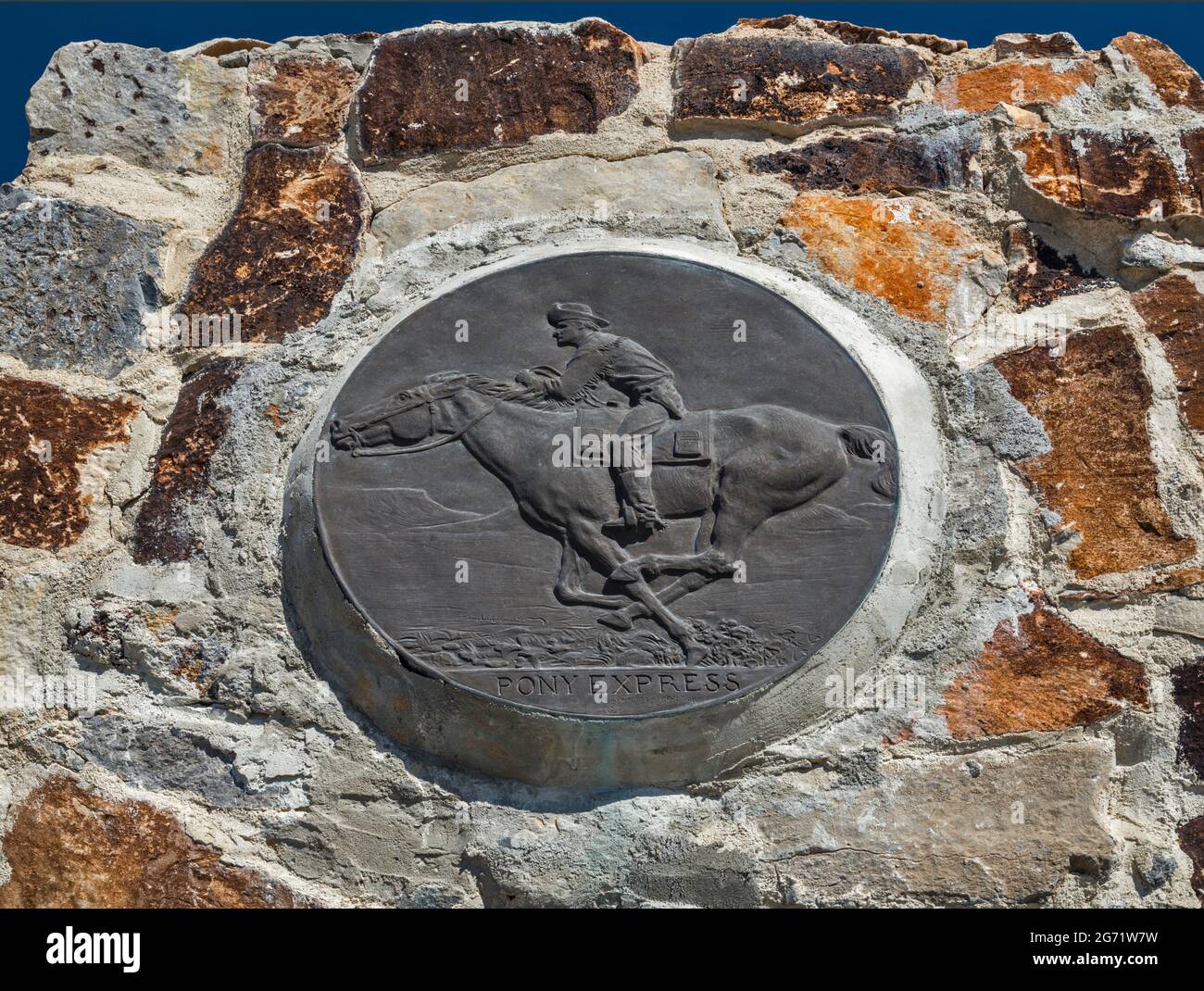Commemorative plaque at monument at Black Rock Station, Pony Express