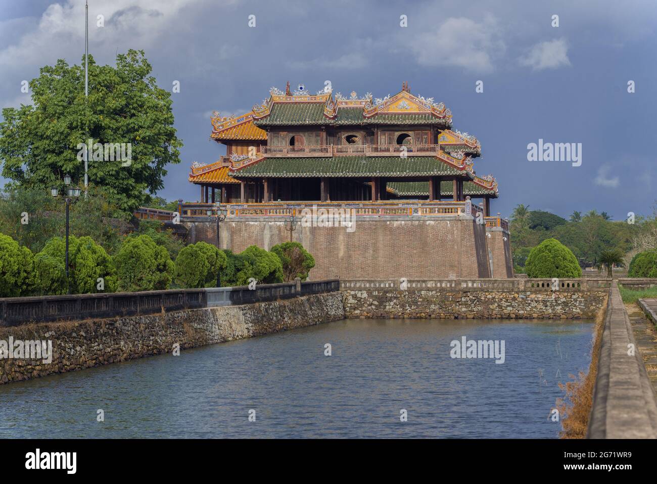 View of the ancient main gate (Ngo Mon Gate) of the citadel of Hue city. Vietnam Stock Photo