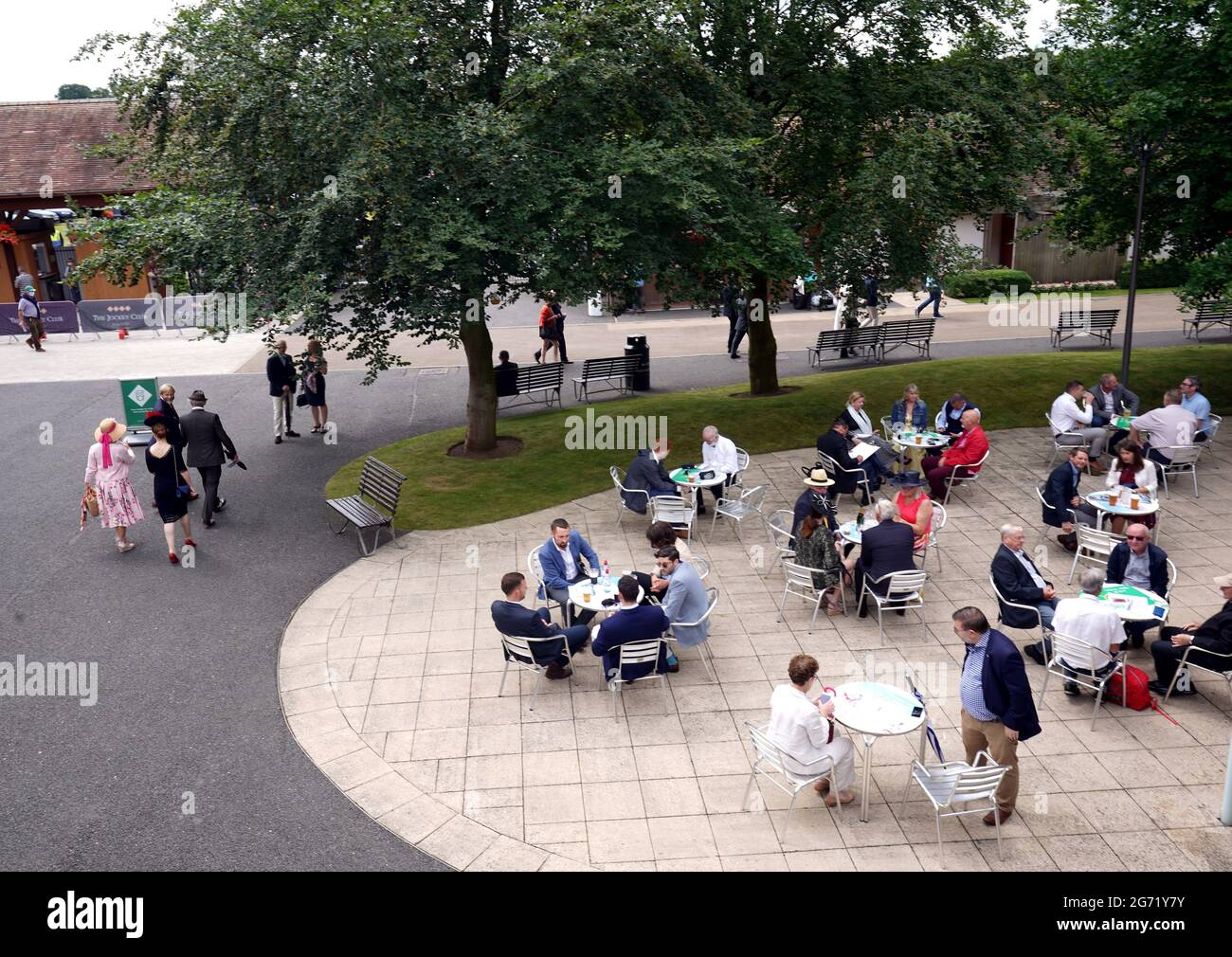 Racegoers during the Darley July Cup Day of the 2021 Moet and Chandon