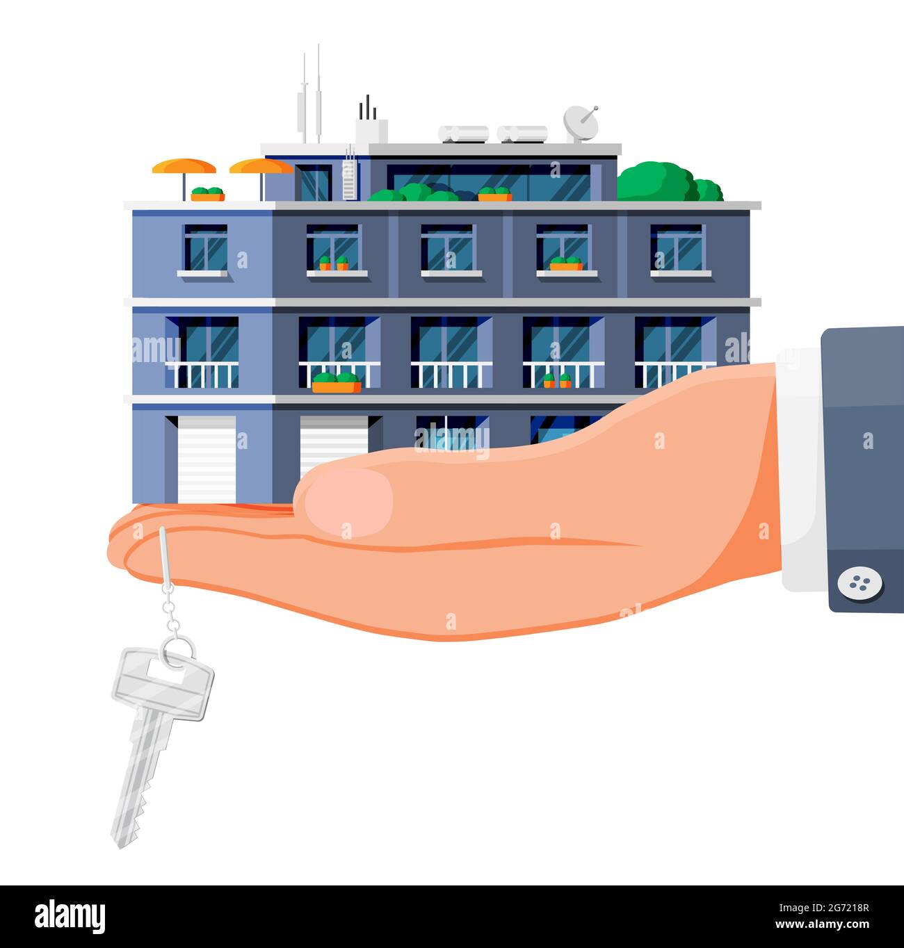 Modern Apartment Building in Hand Isolated Stock Vector Image & Art Alamy