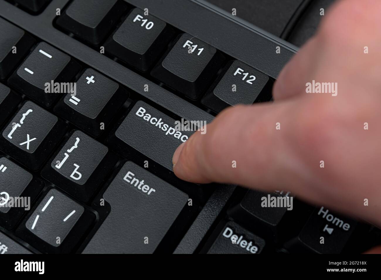Hands Pointing Pressing Computer Keyboard Keys Typewriting New Ideas. Fingers Tapping Typing