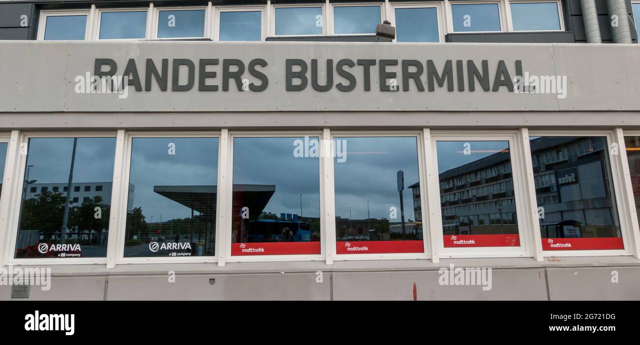 Randers, Denmark - 10 july 2021: The logo of Randers Busterminal Sign in Randers. Stock Photo