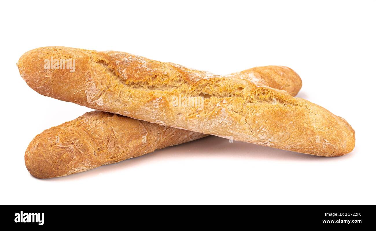 Loaf of Fresh French Baguette isolated on a White Background Stock ...