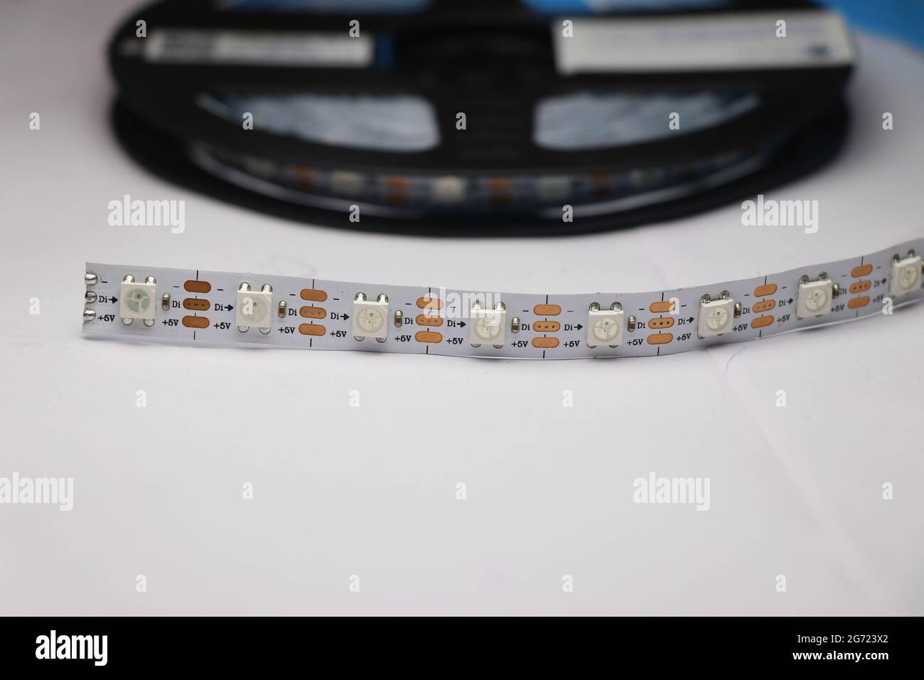 WS2812B Led strip also called as addressable RGB led strip which means  individual led can be controlled with the help of micro controller on white  Stock Photo - Alamy