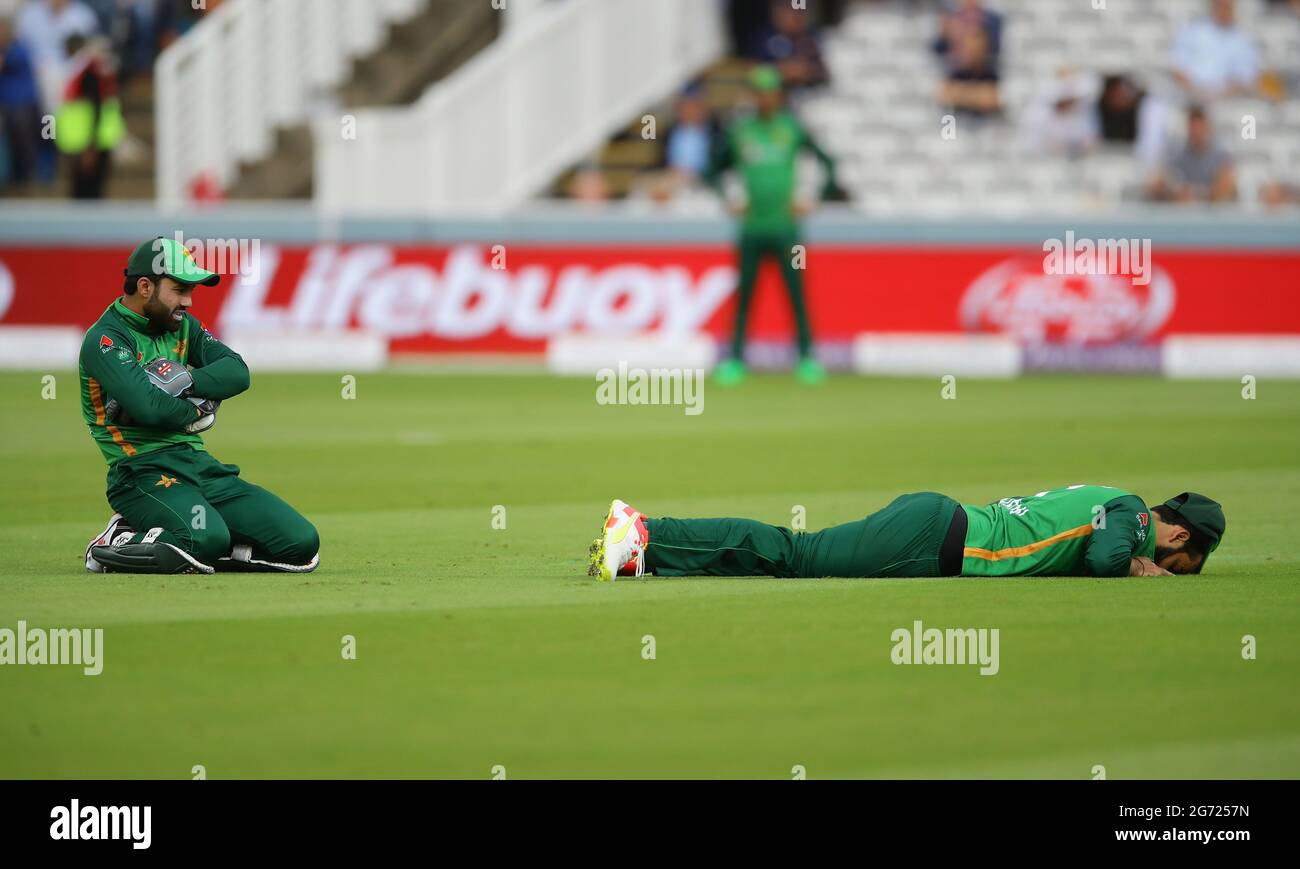 Cricket Second One Day International England V Pakistan Lord S London Britain July 10 2021 Pakistan S Shadab Khan And Mohammad Rizwan React Reuters David Klein Stock Photo Alamy