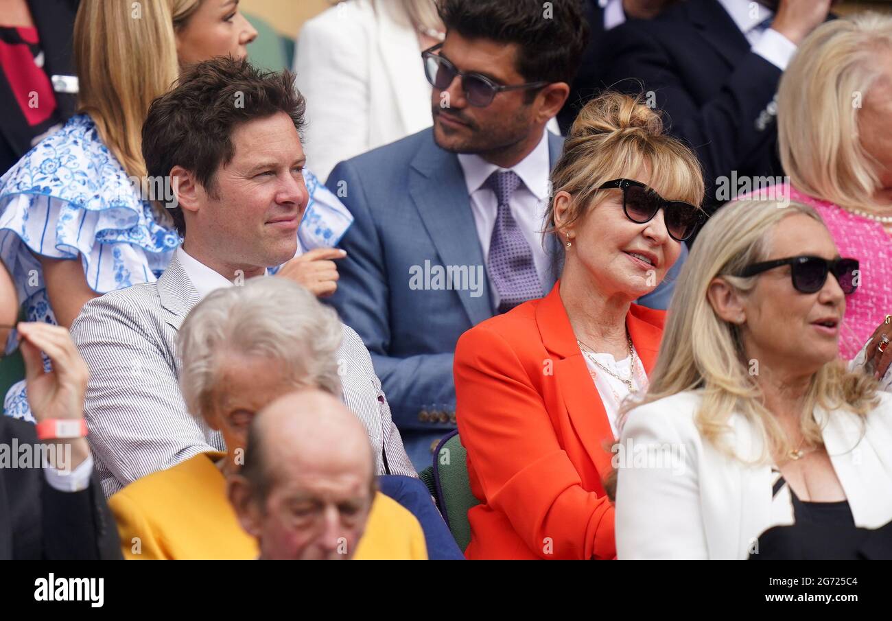Jordan Frieda and Lulu in the Royal Box at Centre Court on day twelve of Wimbledon at The All England Lawn Tennis and Croquet Club, Wimbledon. Picture date: Saturday July 10, 2021. Stock Photo