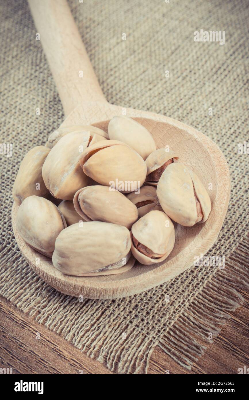 Pistachio nuts containing natural vitamins and minerals. Healthy eating