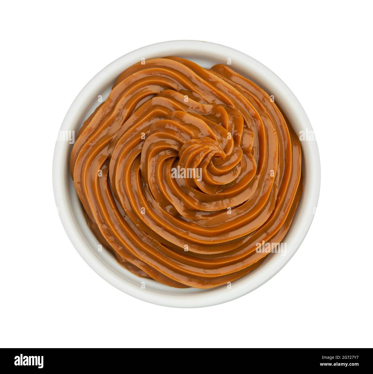 Boiled condensed milk, melted caramel cream, top view Stock Photo Alamy