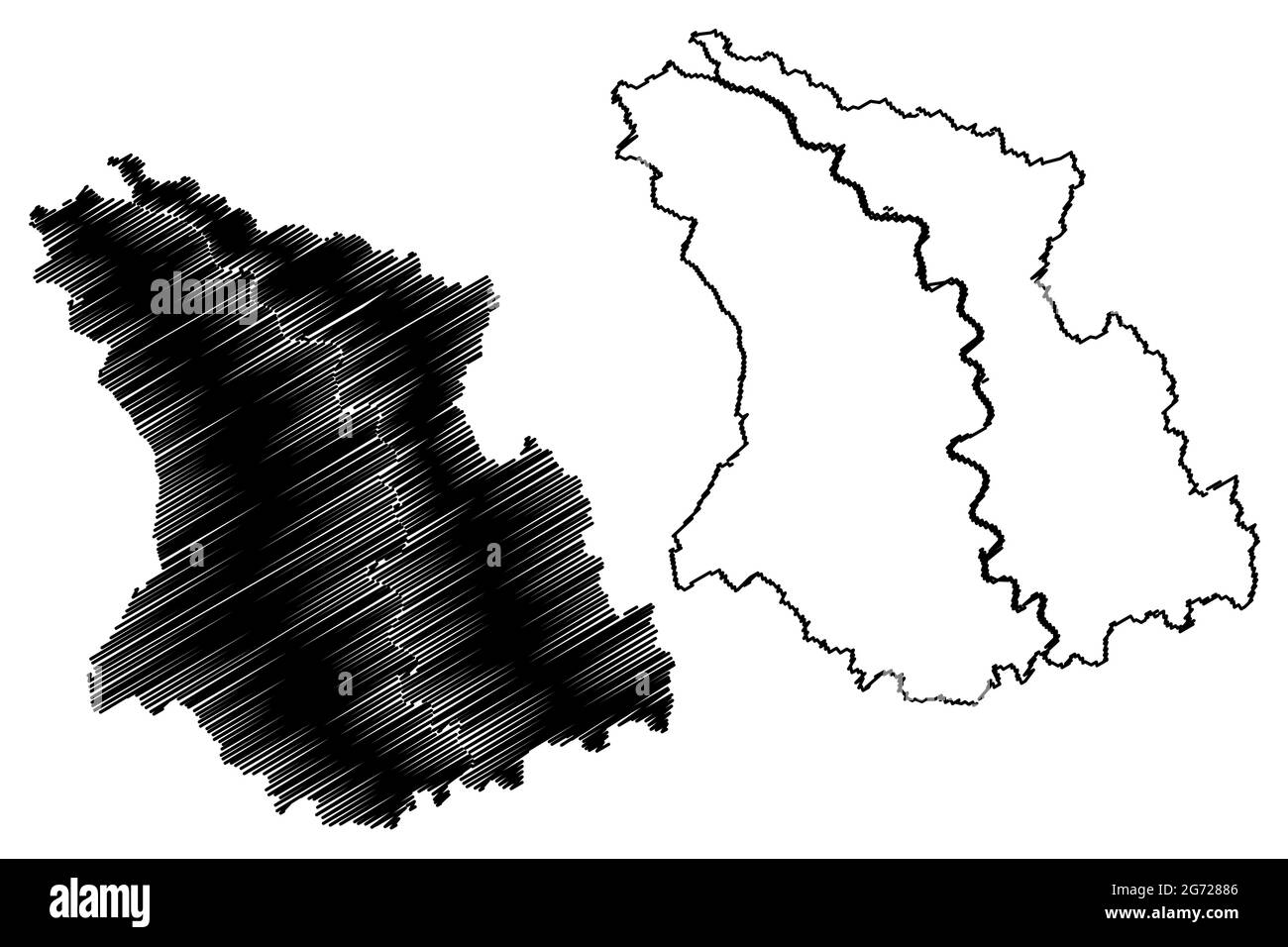 Dusseldorf region (Federal Republic of Germany, State of North Rhine-Westphalia, NRW, Landschaftsverband Rhineland) map vector illustration, scribble Stock Vector