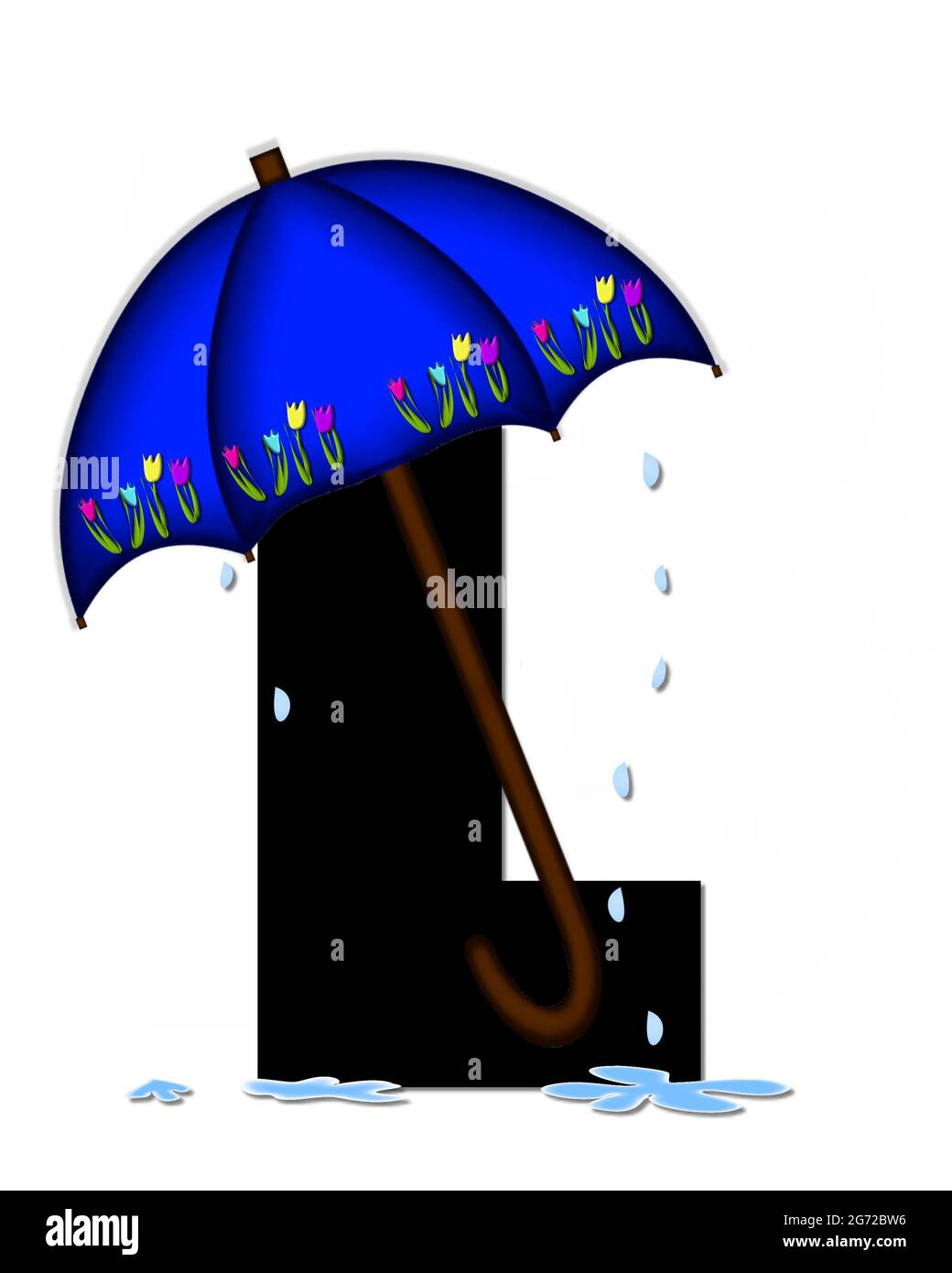 The letter L, in the alphabet set "Alphabet April Rain," is black and