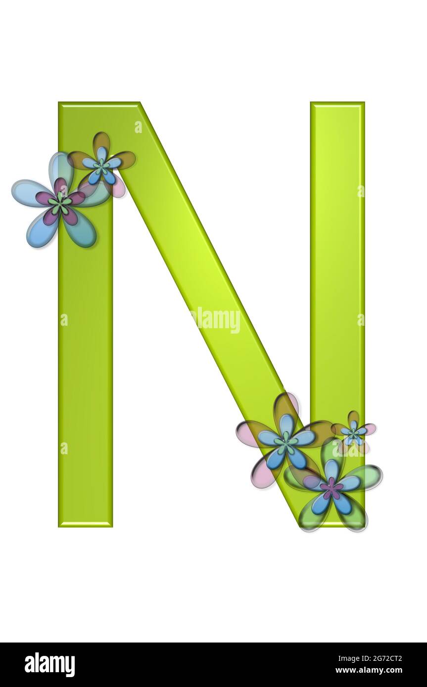 N Alphabet letter seems to be made of bright green gelatin. It is ...