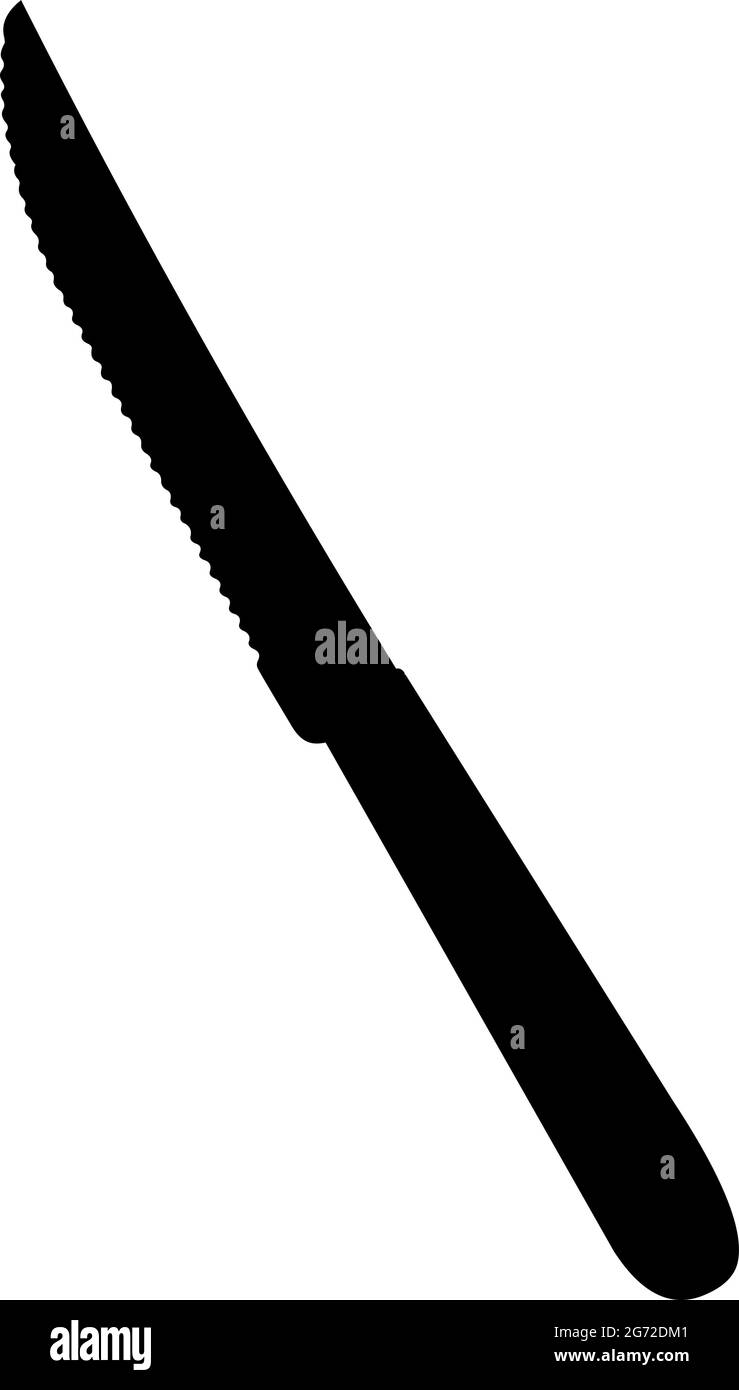 Vector illustration of black silhouette of a kitchen knife Stock Vector
