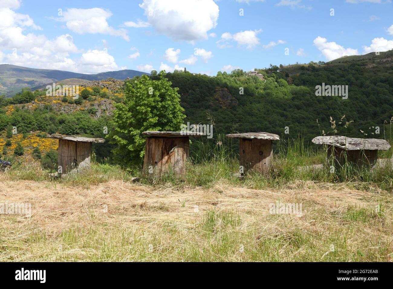 Ancient typical Cevenol beehives, Lozere, Cevennes, Occitania, France Stock Photo