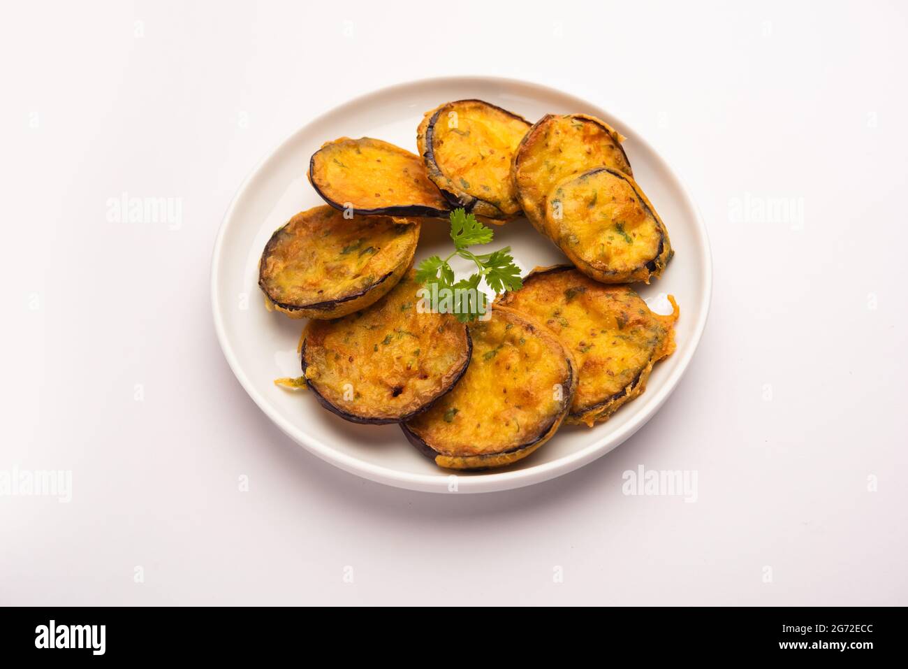 Tasty Brinjal Pakora or crispy eggplant fritters, Indian tea time snack