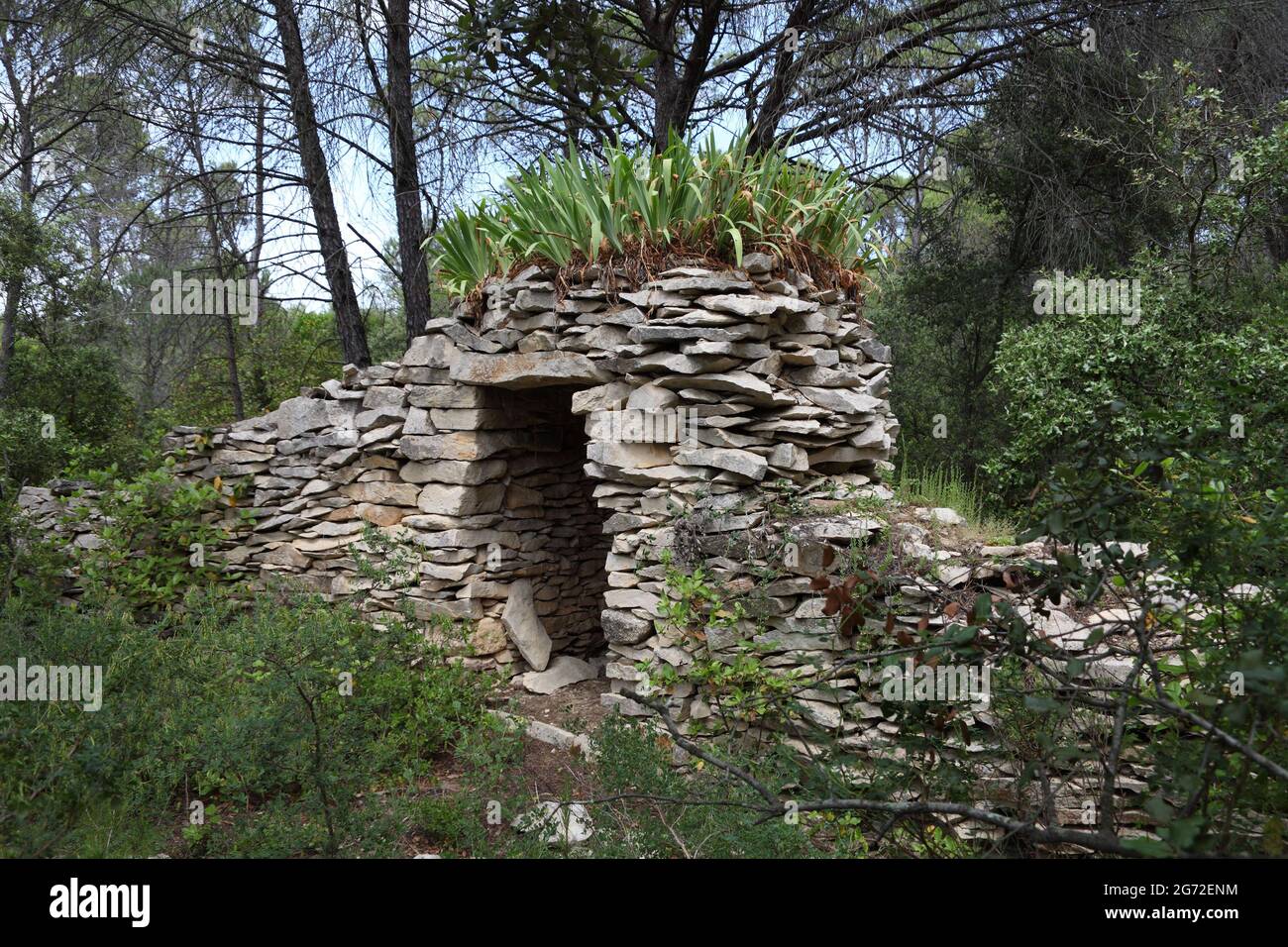 Ancient capitelle in the Garrigue woods, Congenies,gard, Occitania, France Stock Photo