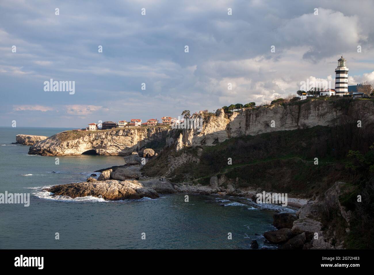 Black sea view with Sile lighthouse,Istanbul Stock Photo