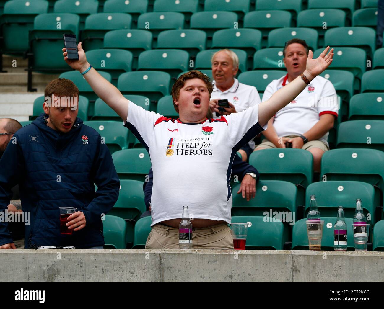 London, Inited Kingdom. 10th July, 2021. LONDON, ENGLAND - JULY 10: England Fan during International Friendly between England and Canada at Twickenham Stadium, London, UK on 10th July 2021 Credit: Action Foto Sport/Alamy Live News Stock Photo