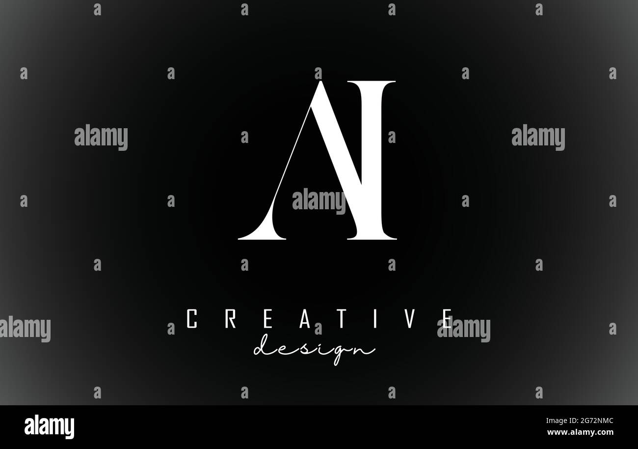 White AI a i letters design logotype concept with serif font and ...