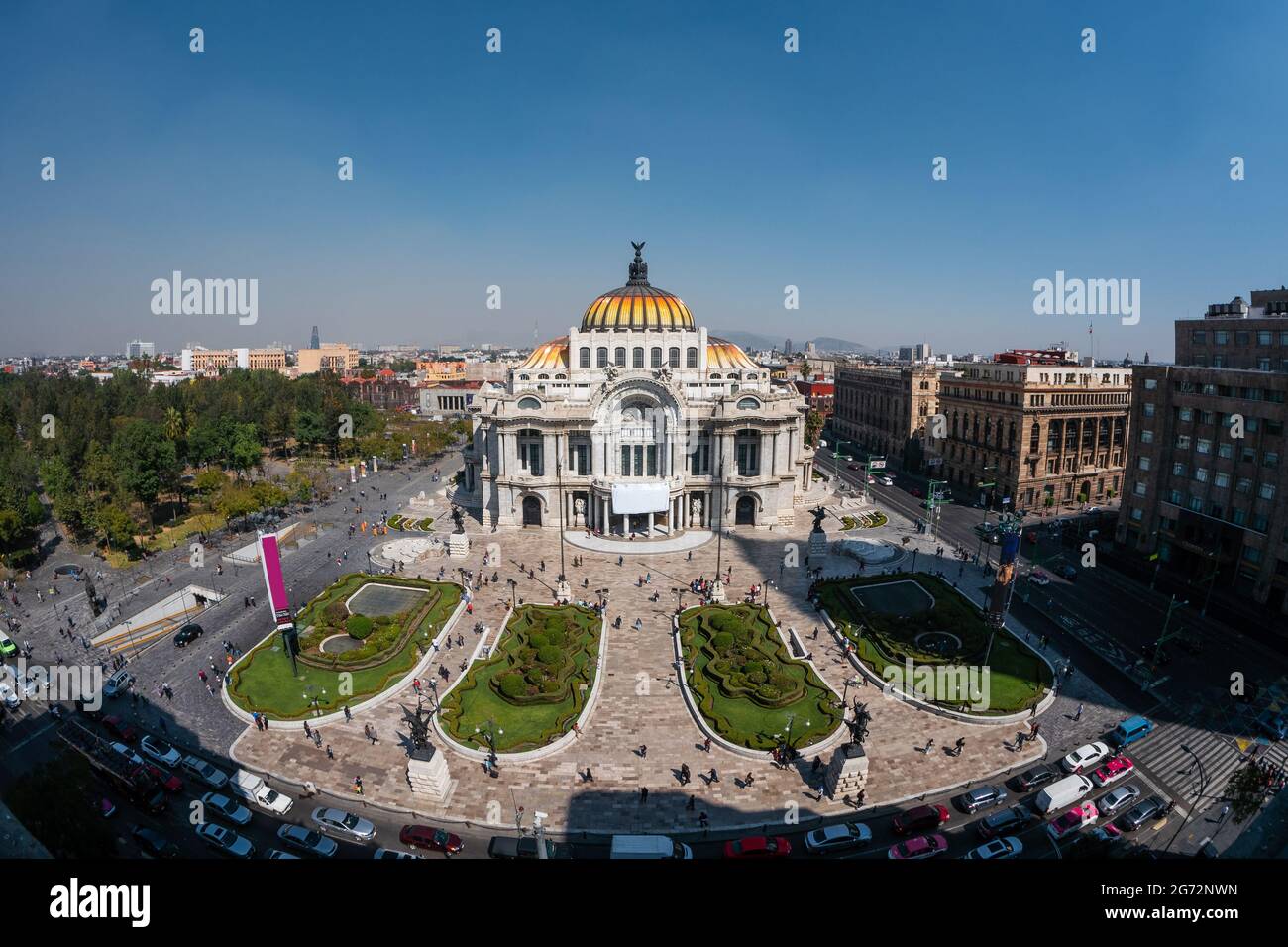 Historical landmark Palace of Fine Arts (Spanish: Palacio de Bellas Artes) in the Historic Centre of Mexico City, Mexico. Stock Photo