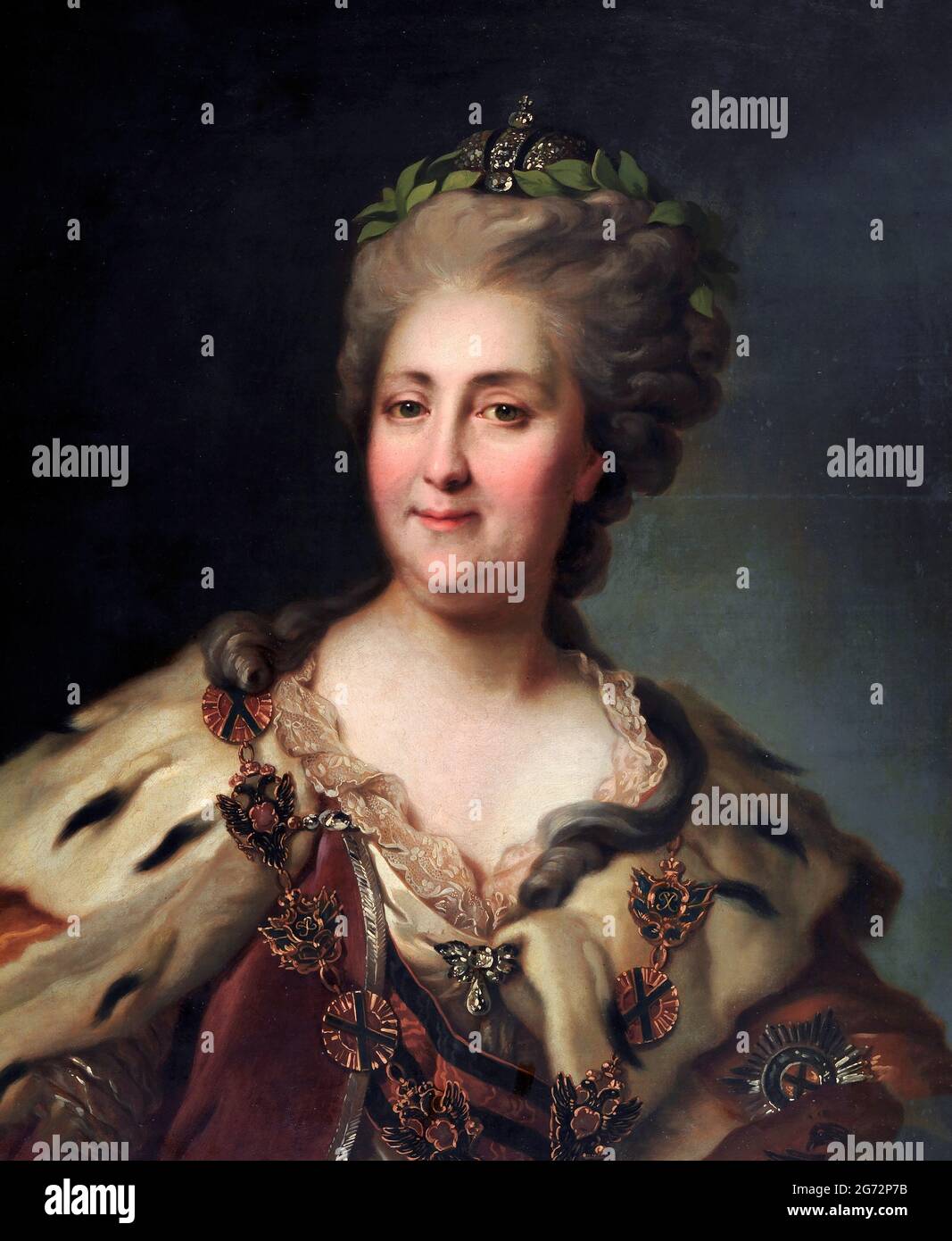 Catherine the Great. Portrait of Catherine II of Russia (1729-1796) by Fedor Rokotoff, oil on canvas, 18th century Stock Photo