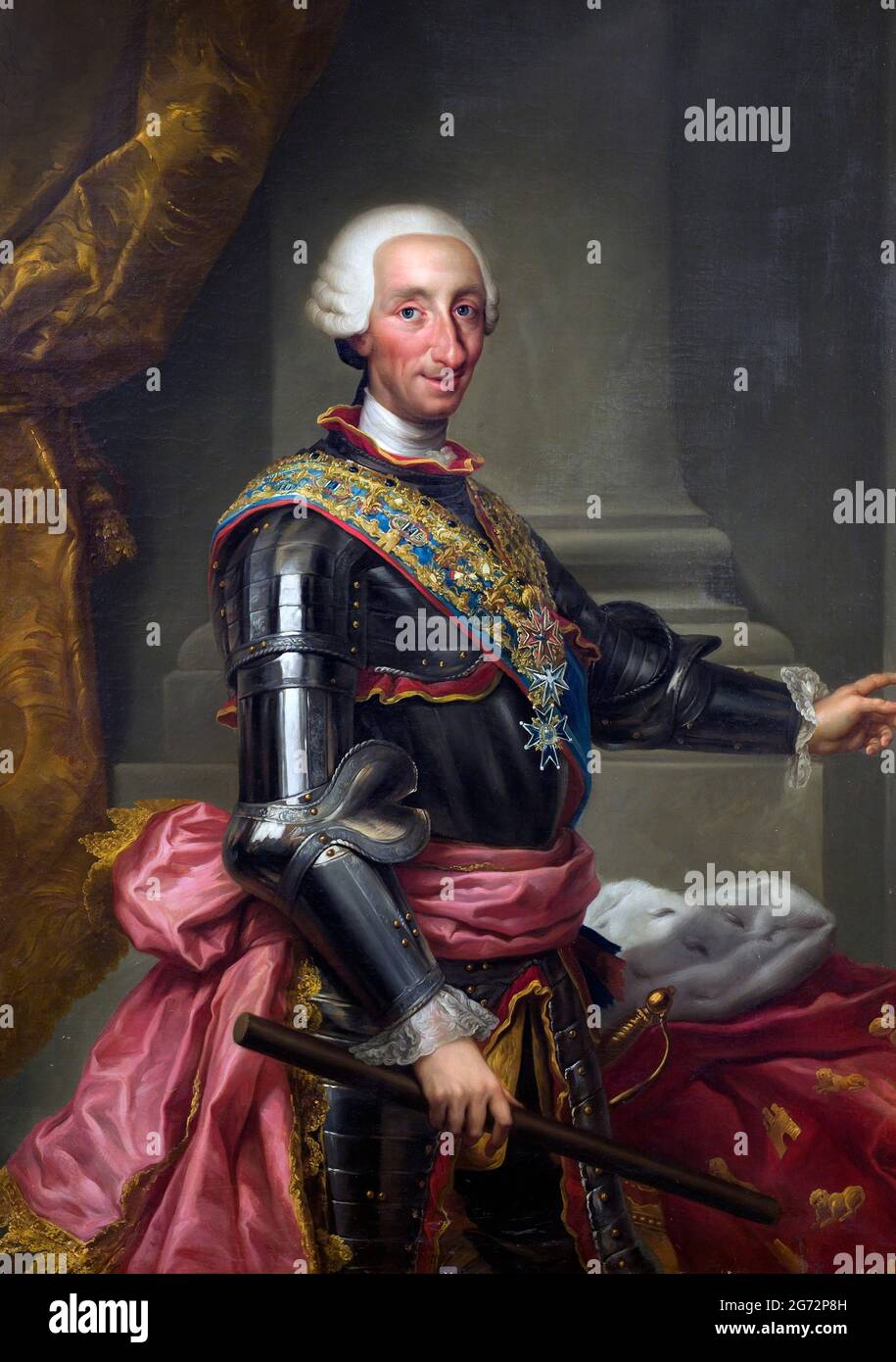 Charles III of Spain. Portrait of Charles III (Charles Sebastian, 1716 -1788) by Anton Raphael Mengs, oil on canvas, c. 1774 Stock Photo