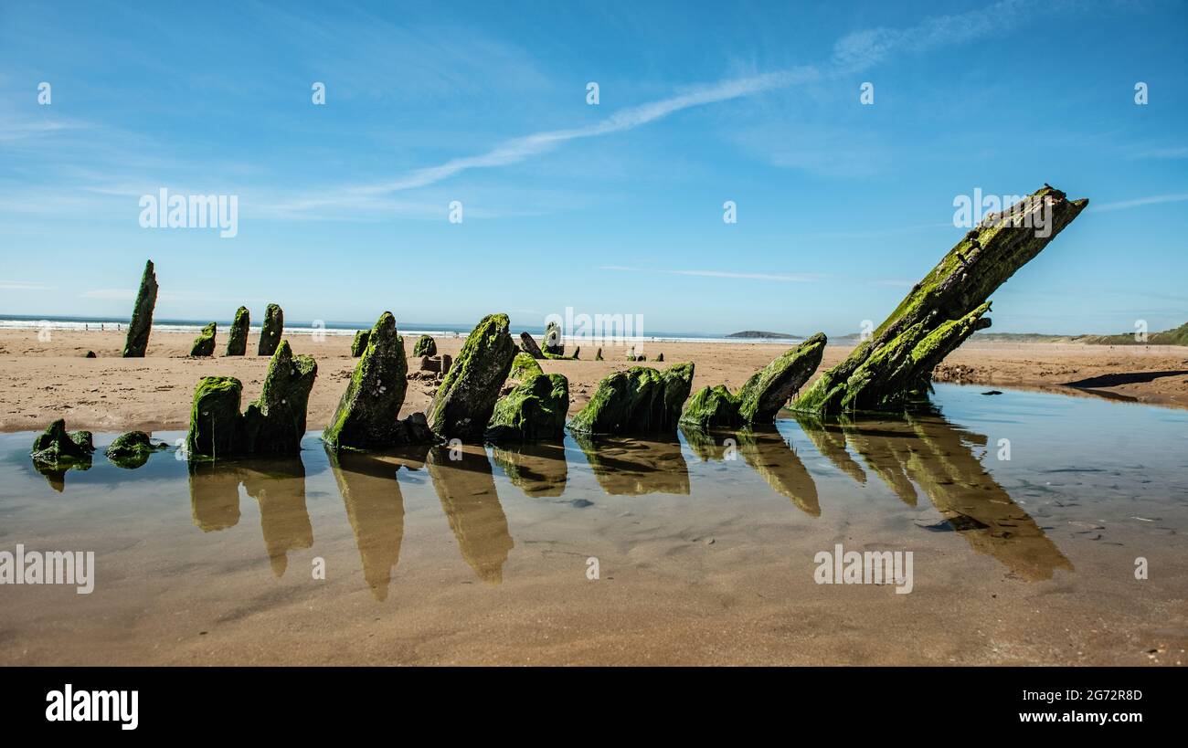 The Wreck Of The Helvetia, Rhossili Bay Beach, Gower Peninsula, Wales, 2021 Stock Photo