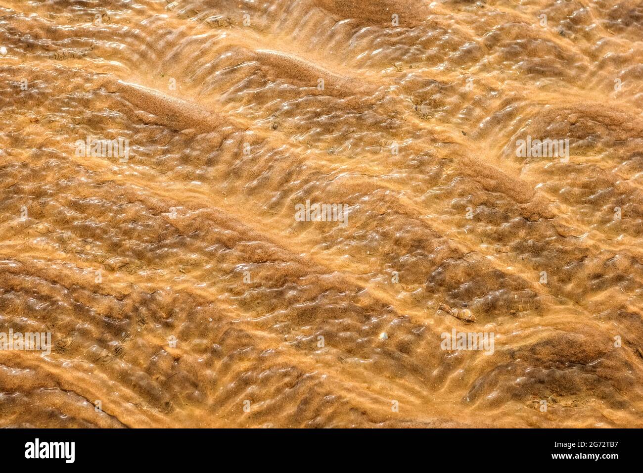 Golden sand ripple patterns Stock Photo