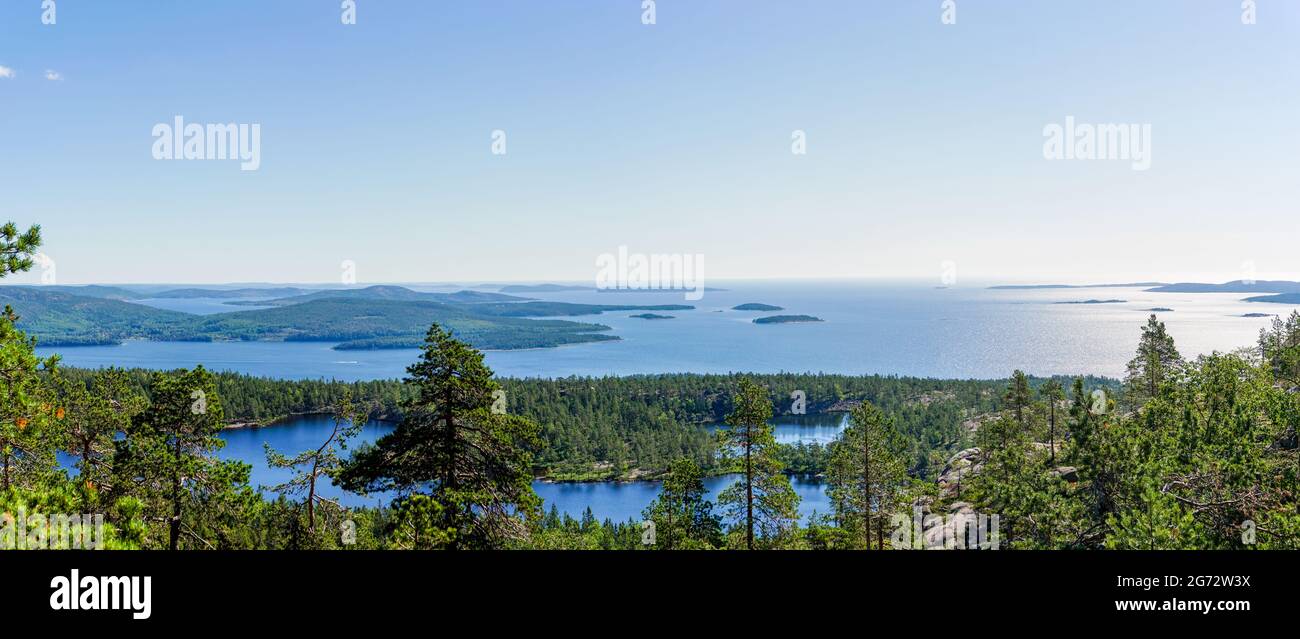 A panorama view of the Baltic Sea coast at Skuleskogen nation Park in northern Sweden Stock Photo