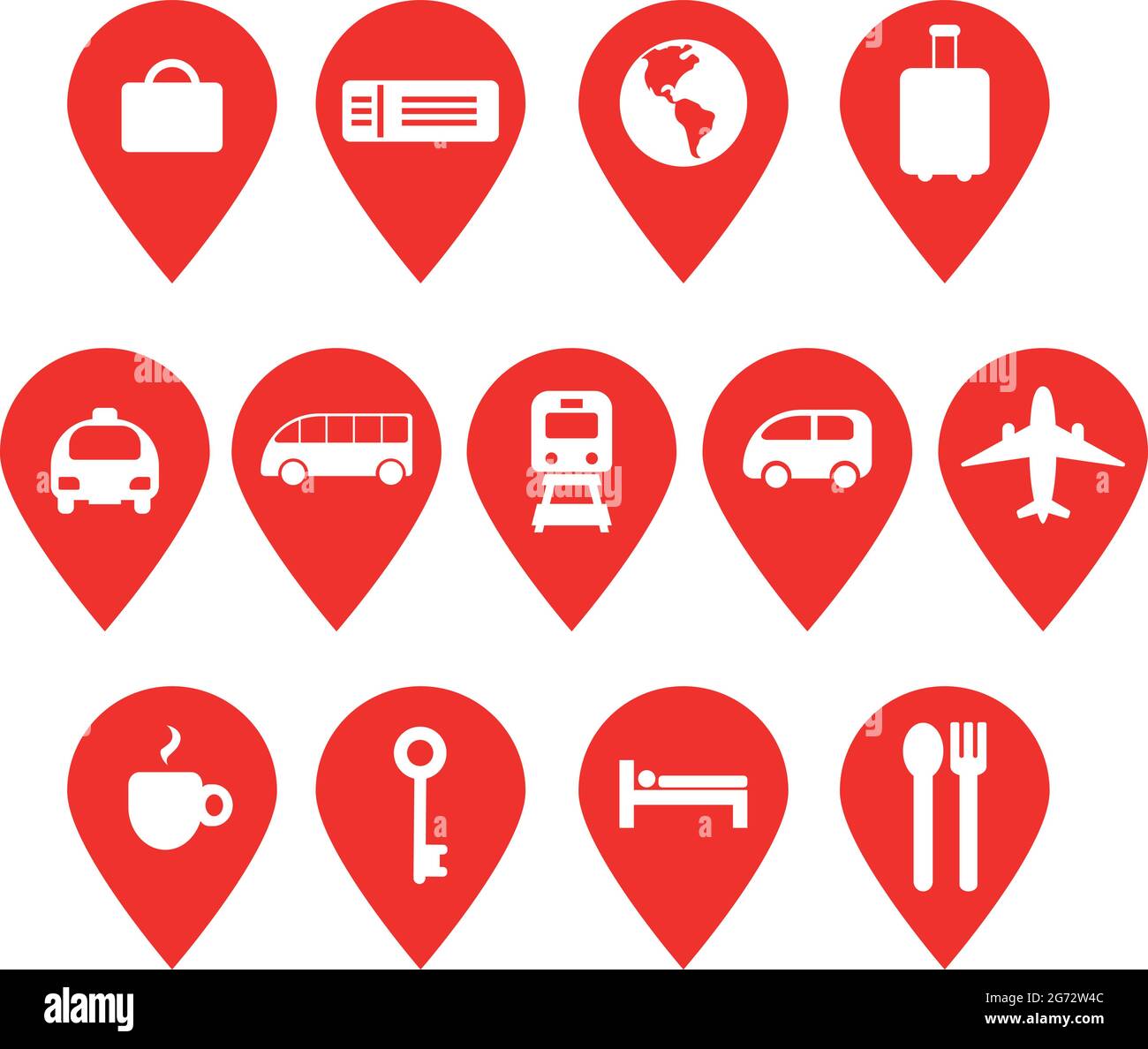 google map marker. Set of red location, localisation point, spot with  travel and restauration icons inside. Vector illustration for apps,  application Stock Vector Image & Art - Alamy