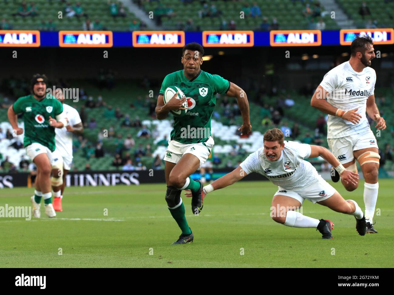 Ireland's Robert Baloucoune scores their side's first try of the game ...