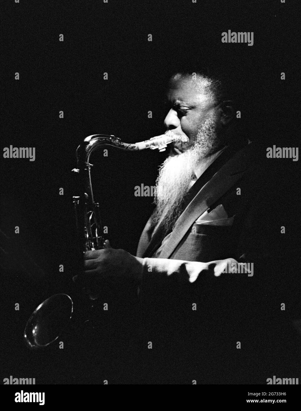 Pharoah Sanders, Ronnie Scott&#x2019;s Jazz Club, London, 3/88. Stock Photo