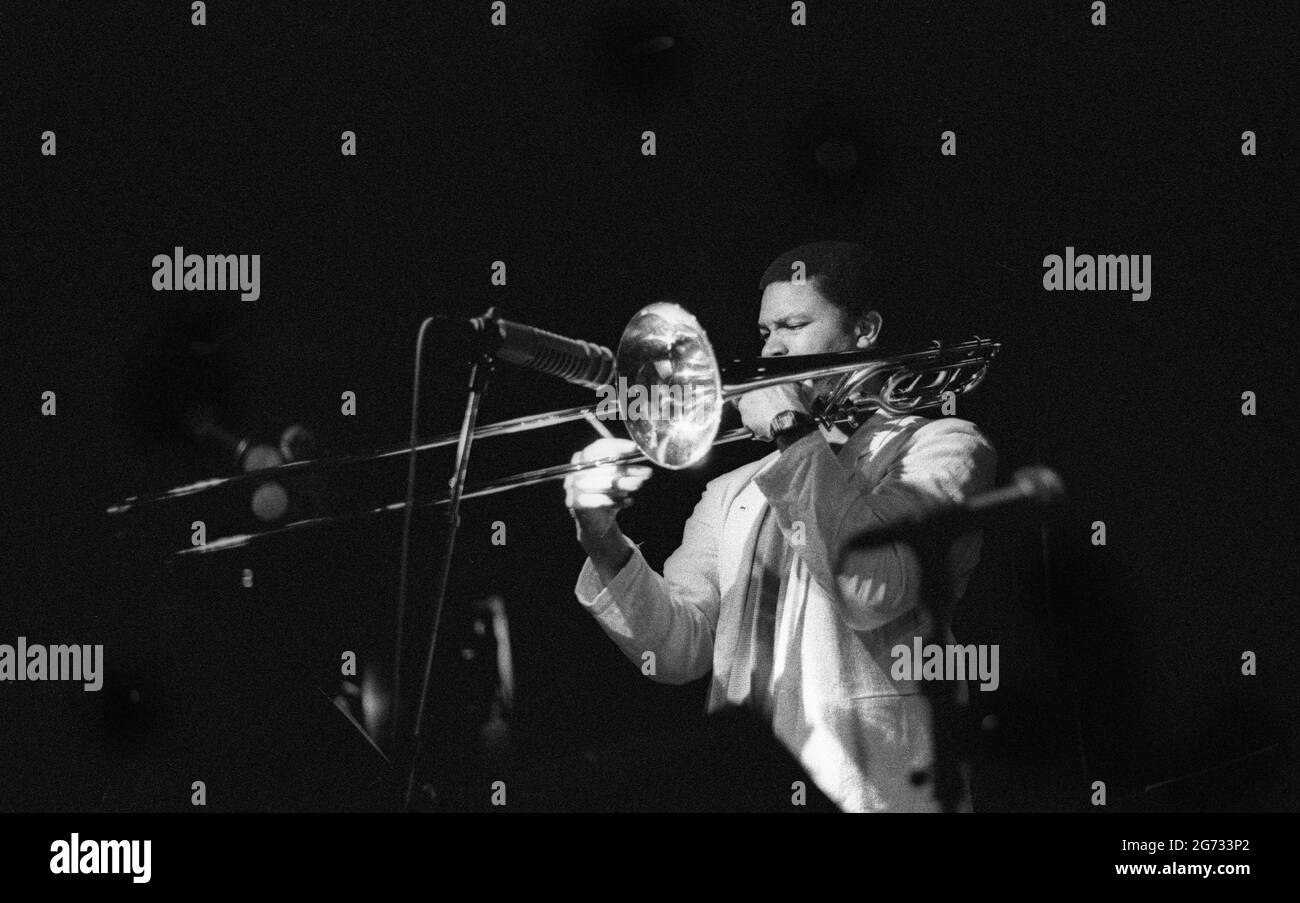 Robin Eubanks, Ronnie Scott&#x2019;s Jazz Club, Soho, London, May 1990. Stock Photo