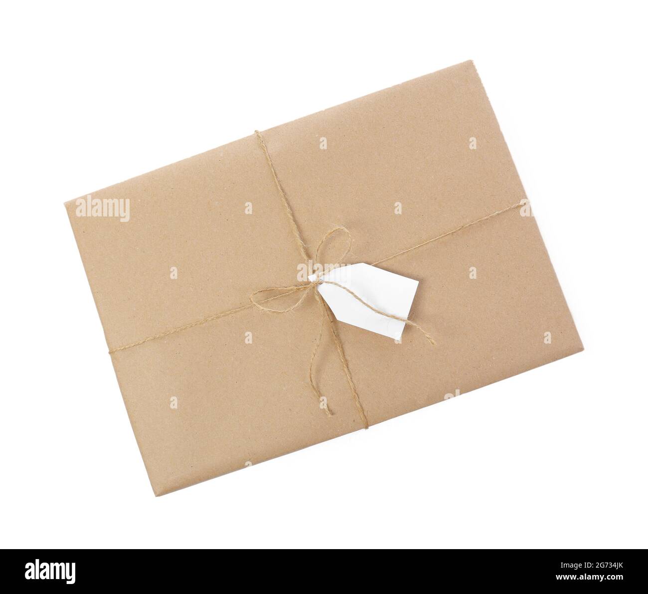 Packed parcel on white background Stock Photo - Alamy