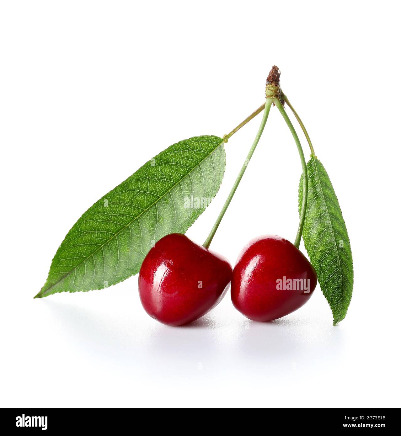 Tasty ripe cherries on white background Stock Photo - Alamy